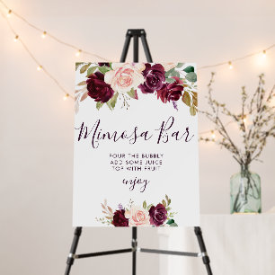 plum purple floral bridal shower mimosa bar sign