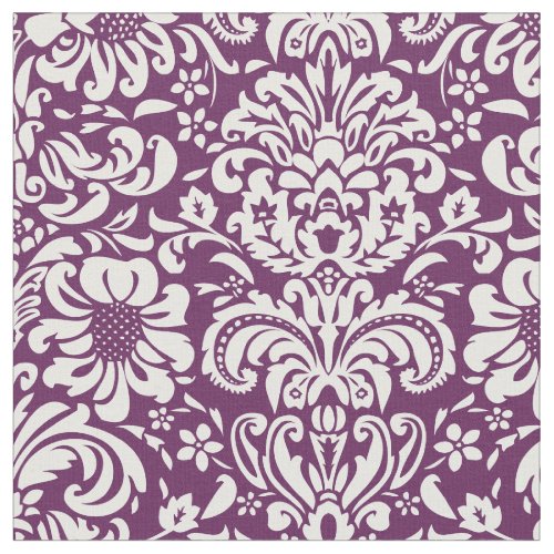 Plum Purple Floral Damask Fabric