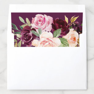 Plum Purple Floral Elegant Wedding Envelope Liner