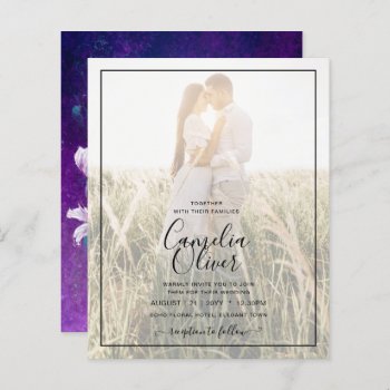 Plum Purple Floral Photo Overlay Wedding