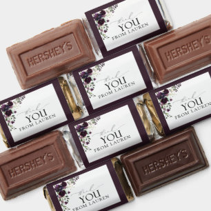 Plum Purple Floral Thankyou Bridal Shower Hershey's Miniatures