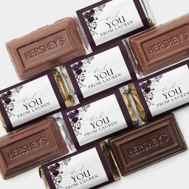 Plum Purple Floral Thankyou Bridal Shower Hershey's Miniatures (Assorted)