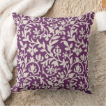 Plum Purple Floral Vines Patten Throw Pillow at Zazzle