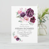 Plum Purple Floral Watercolor Boho Bridal Shower Invitation (Standing Front)