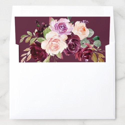 plum purple floral wedding envelope liner