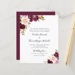 plum purple floral wedding invitation