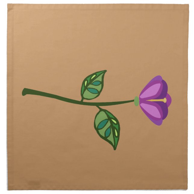 plum purple flower on long stem cloth napkin (Front)