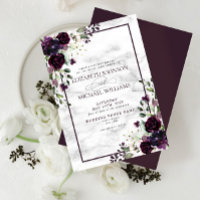 Plum Purple Flower Watercolor Marble Fall Wedding