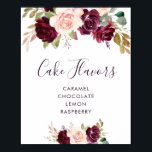 plum purple flowers cake flavors sign<br><div class="desc">A floral design with beautiful plum purple flowers wedding cake flavors sign. The text and colors on this sign poster can be edited.</div>