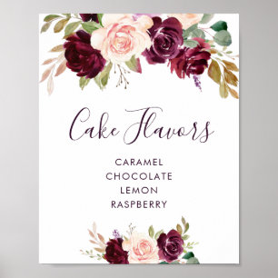 plum purple flowers cake flavors sign