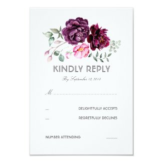 Purple Watercolor Bohemian Wedding RSVP Cards