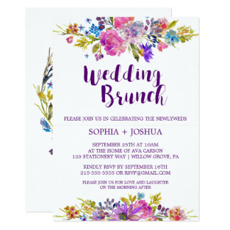 Post Wedding Brunch Invitations Announcements Zazzle Plum Purple Garden Post Wedding Brunch Invitation