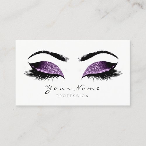 Plum Purple Glitter Makeup Artist Lash Black White Appointment Card