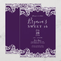 Plum Purple & Gold Lace Elegant Sweet 16 Party