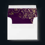 Plum Purple & Gold Lace Inside White Wedding RSVP Envelope<br><div class="desc">These RSVP envelopes are simple yet elegant. Designed as an A2 sized envelope to be used with 4.25" x 5.5" sized cards, they feature a white background with a pre-printed address on the front in elegant gold lettering. The inside flap is a dark plum purple color with faux foil gold...</div>