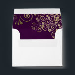 Plum Purple & Gold Lace Inside White Wedding RSVP Envelope<br><div class="desc">These RSVP envelopes are simple yet elegant. Designed as an A2 sized envelope to be used with 4.25" x 5.5" sized cards, they feature a white background with a pre-printed address on the front in elegant gold lettering. The inside flap is a dark plum purple color with faux foil gold...</div>