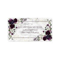 Plum Purple Gold Marble Fall Wedding Address