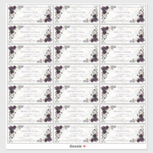 Plum Purple Gold Marble Fall Wedding Guest Address Sticker