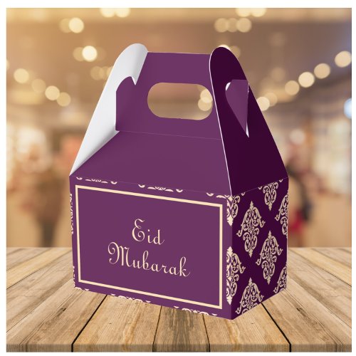 Plum Purple Gold Vintage Eid Mubarak Holiday Favor Boxes