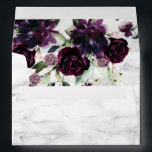 Plum Purple Gold Watercolor Marble Fall Wedding Envelope<br><div class="desc">Create the perfect wedding invitation set with this pretty, elegant envelope design, featuring plum purple and eucalyptus floral botanical elements, faux gold dust, on the flap and on the front, with carrera marble background, both inside and out! To finish it off, a plum purple border around the address box. Part...</div>