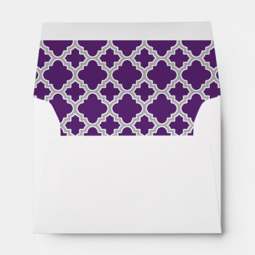 Plum Purple Gray Quatrefoil Lined Envelope