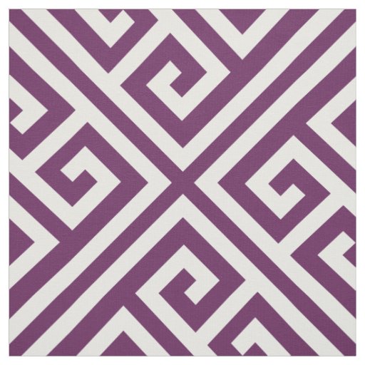 Plum Purple Greek Key Large Scale Fabric