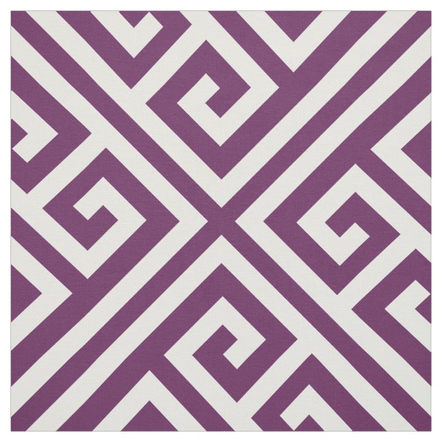 Plum Purple Greek Key Large Scale Fabric (Swatch)