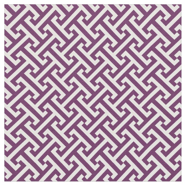 Plum Purple Greek Key Pattern Fabric (Close Up)