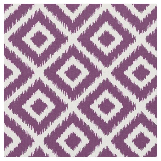Plum Purple Ikat Diamonds Fabric