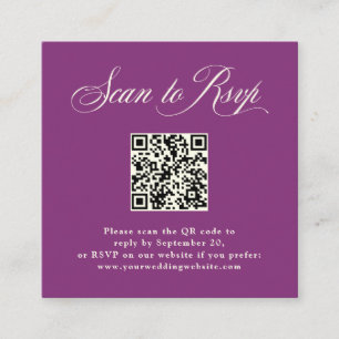 Plum Purple Italian Elegance RSVP with QR Code Enclosure Card