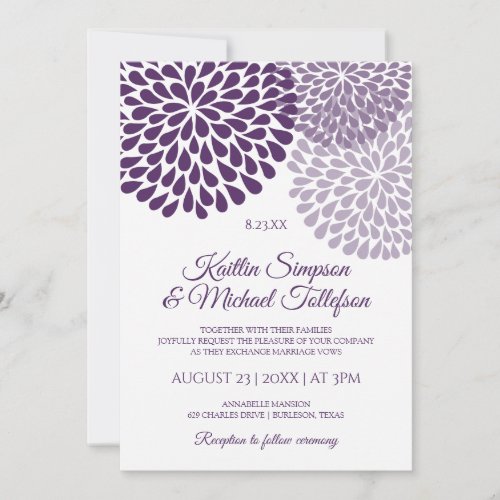 Plum Purple  Lavender Wedding Invitations