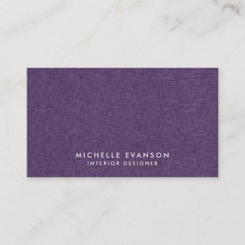 Plum Purple Linen Professional Minimalist Business Card