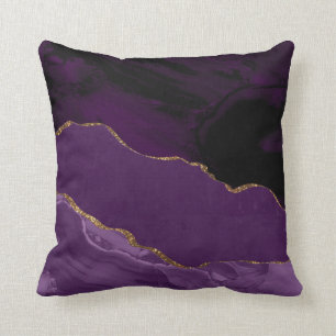 Plum Purple Marble and Agate Throw Pillow