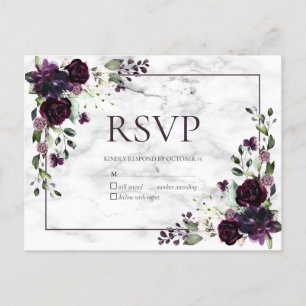Plum Purple Marble Fall Wedding No Menu RSVP