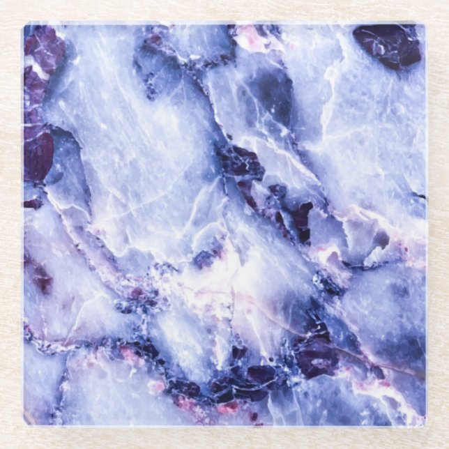 Plum Purple Marble Glass Coaster (Front)