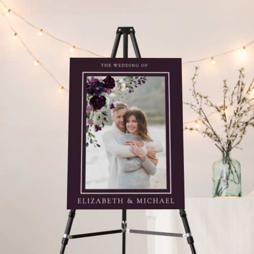 Plum Purple Mauve Floral Watercolor Photo Wedding Foam Board