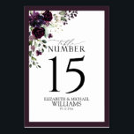 Plum Purple Mauve Floral Watercolor Reception Table Number<br><div class="desc">Create the perfect reception setting with this trendy design featuring this elegant floral bouquet of rich plum purple, lavender and mauve flowers and botanical greenery, and is bordered in plum purple. Personalize your details accented with beautiful modern hand lettered calligraphy. Perfect for, but not limited to, a backyard and garden...</div>