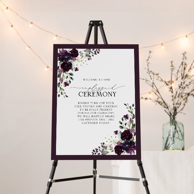 Plum Purple Mauve Floral Watercolor Unplugged Foam Board (In Situ (Stand))