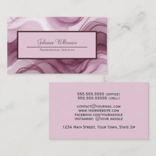 Plum Purple & Mauve Wavy Watercolor Lines Business Card