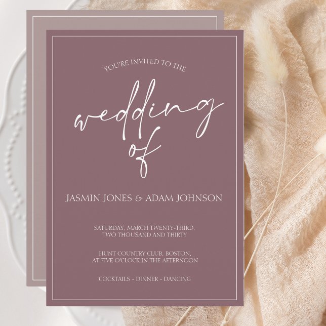 Plum Purple Minimal Script Wedding Holiday Card (Creator Uploaded)
