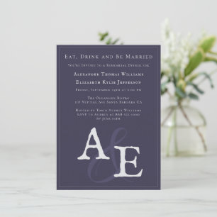 Plum Purple Minimalist Monogram  Invitation
