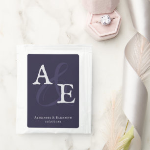 Plum Purple Minimalist Monogram Wedding Tea Bag Drink Mix