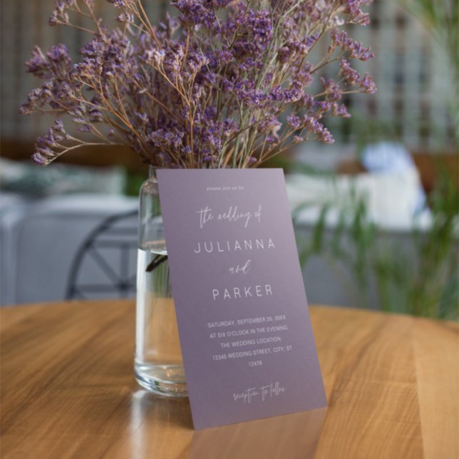 Plum Purple MOD Calligraphy Wedding Invitation (Creator Uploaded)