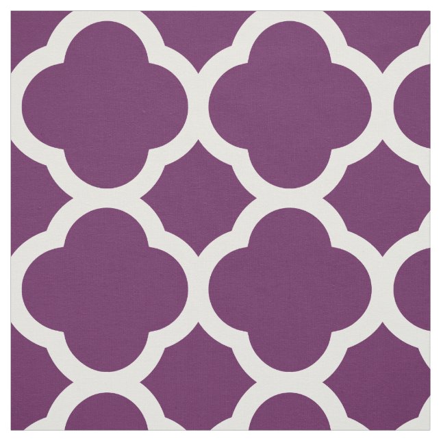Plum Purple Modern Quatrefoil Large Scale Fabric (Swatch)