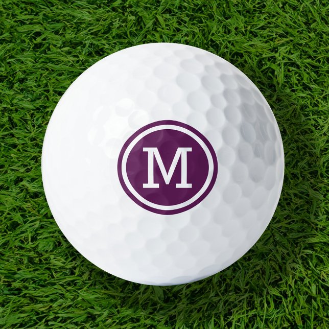 Plum Purple Monogram Personalized Golf Balls (Creator Uploaded)