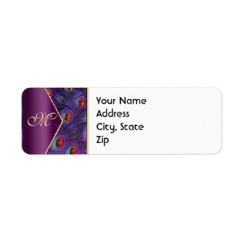 Plum Purple Peacock Address Label by Wedding_Trends at Zazzle