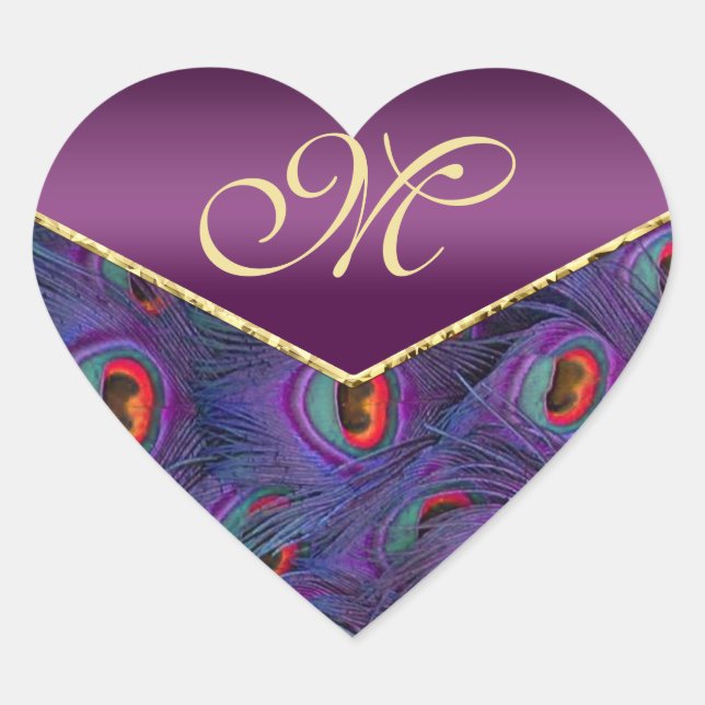 Plum Purple  Peacock Monogram Envelope Seal (Front)