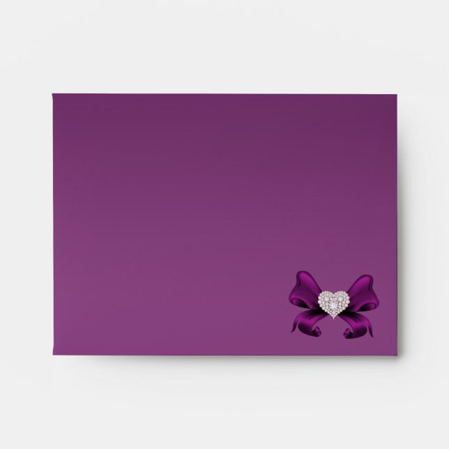 Plum Purple Peacock Note Envelope (Front)