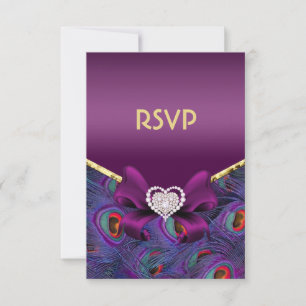 Plum Purple Peacock RSVP Card