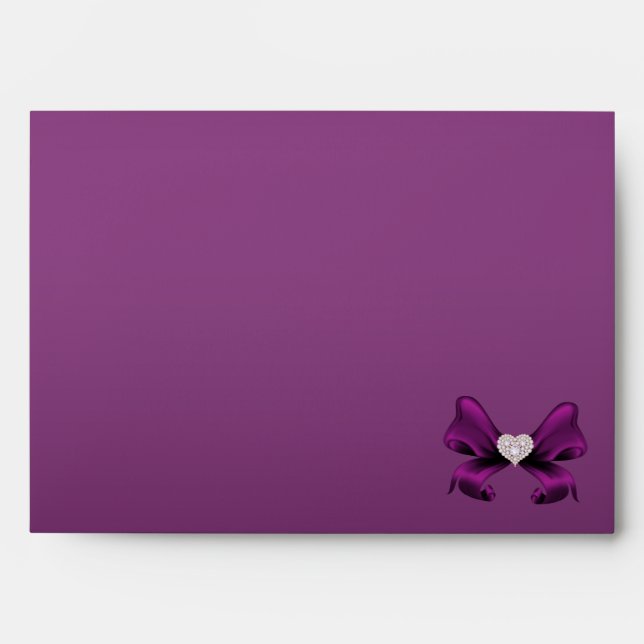 Plum Purple Peacock Wedding Envelope (Front)